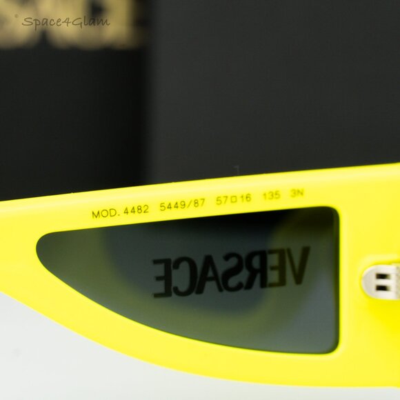 BRAND NEW Versace VE4482 544987 LOGO Yellow Grey Rectangular Unisex Sunglasses - Picture 6 of 8